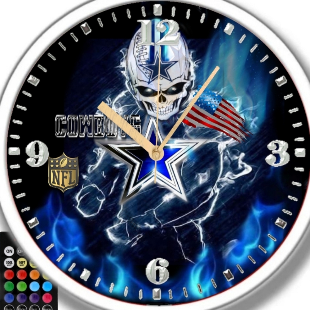 Dallas Cowboys led lights clock personalized